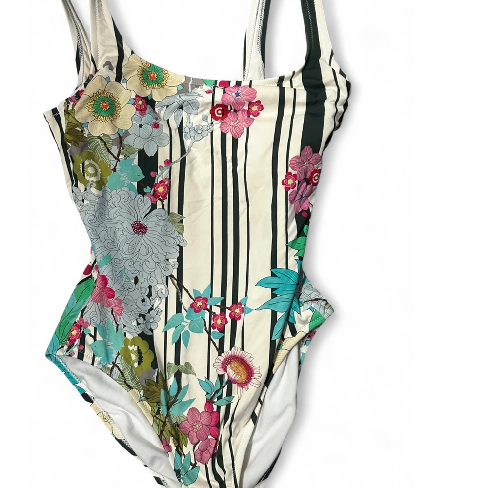 Johnny Was Multicolor Floral One Piece swimming suit